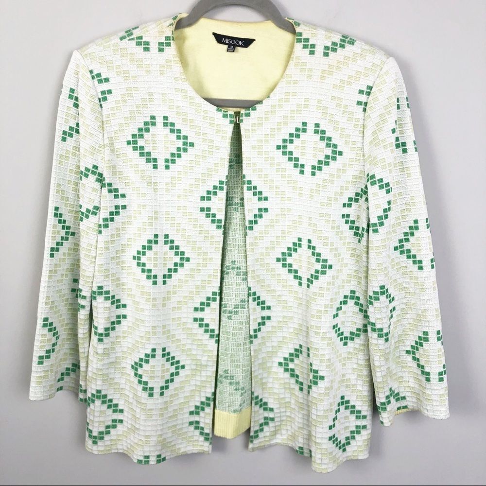 MISOOK | Geometric Print Knit Jacket Cardigan M